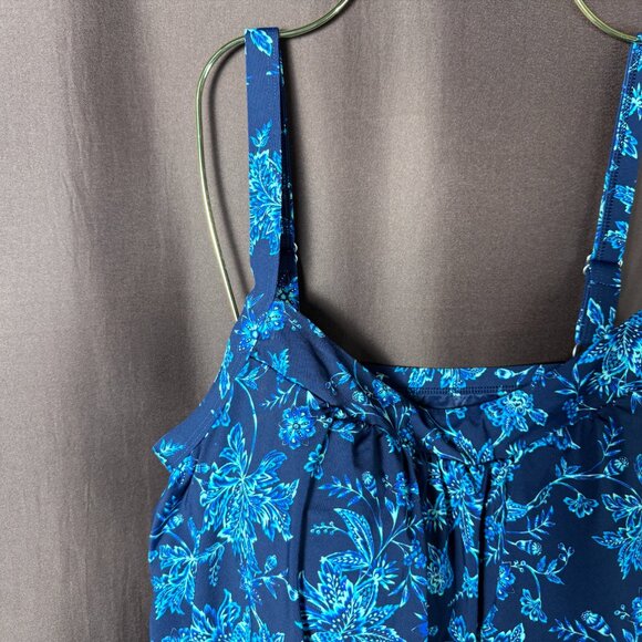 Lands' End Women's 14-18W LONG Blouson Tankini Chlorine Resistant Swimsuit Top D - Picture 4 of 12